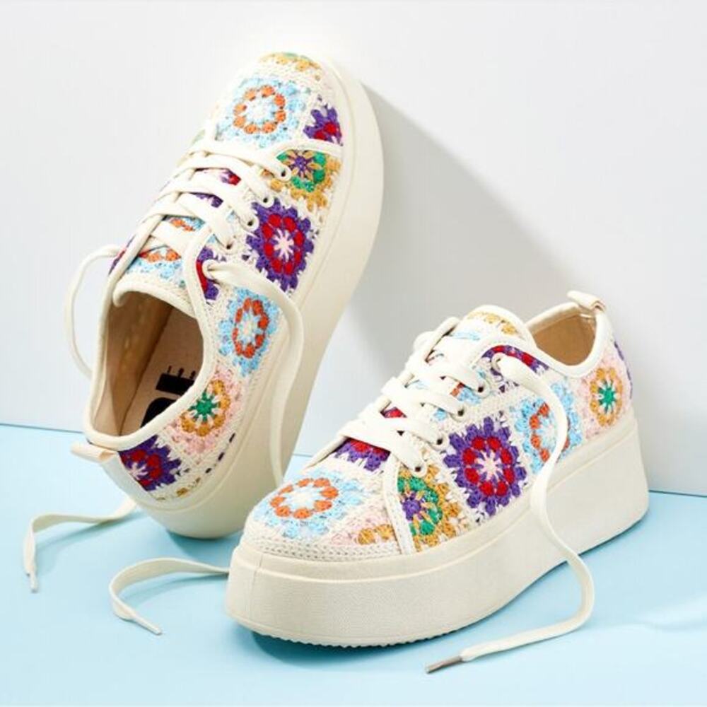 Dirty Laundry Granny Square Platform‎ crochet colorful sneakers